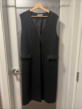 United Arrows Sleeveless Black Long Vest Dress